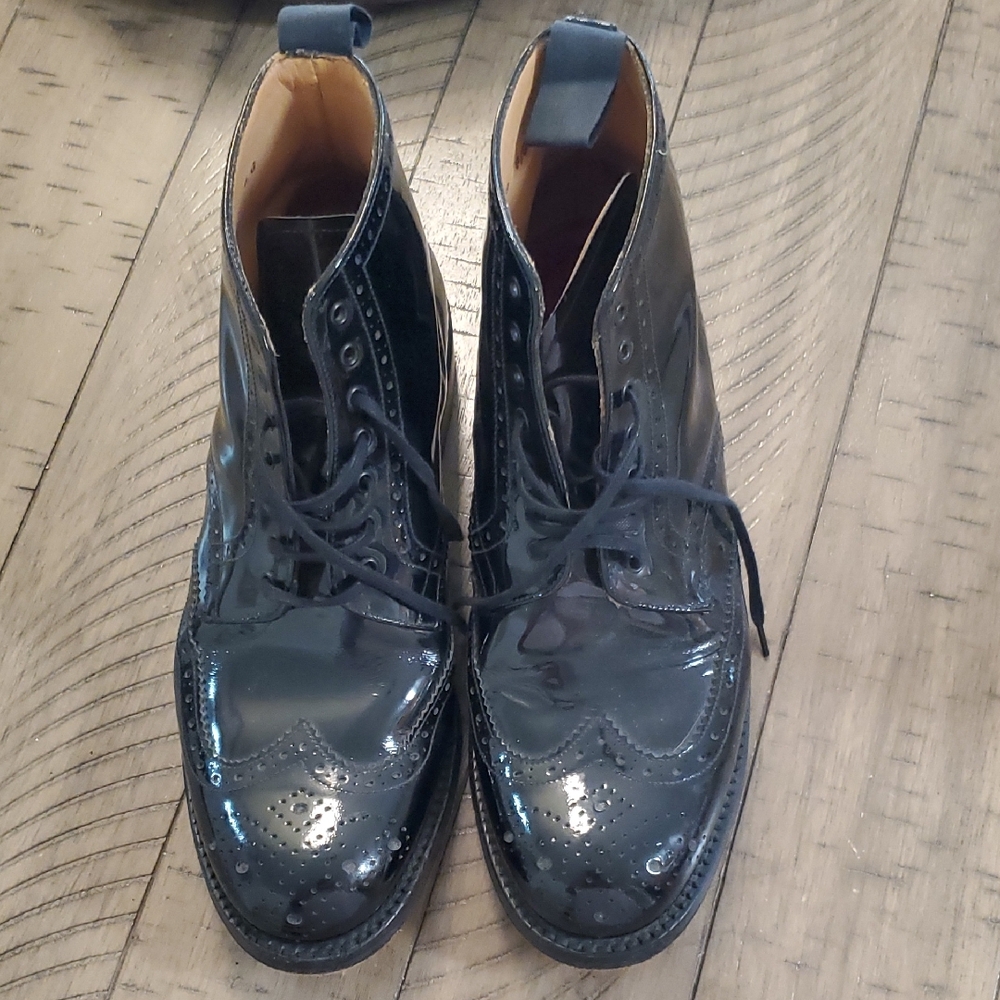 Grenson Polished Black Brogue Boots